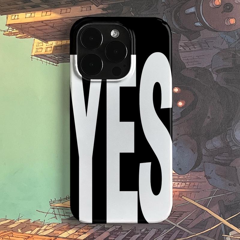 NO And YES Personalized Art Black And White Letters Phone Case For IPhone 16 15 14 13 12 11 Pro Max X XS XR 7 8 Plus Cover Case