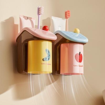 Brosse à dents et porte-gobelet Dopamine Durables Montés au Mur Sans Perforation Porte-gobelet de Lavage Étagère de Rangement Multifonctionnelle Ménage