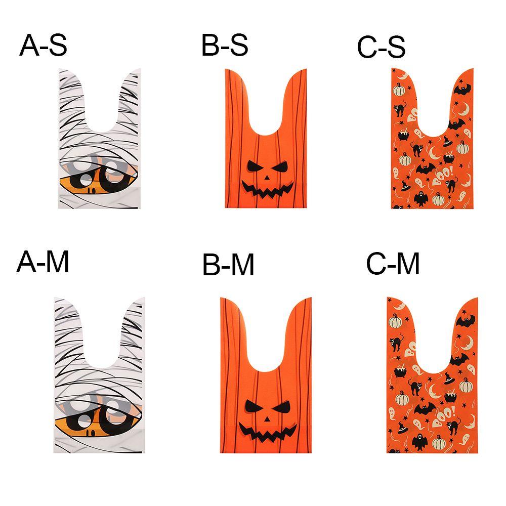 50Pcs Bat Pumpkin Rabbit Ear Halloween Decoration Cookie Bag Baking Packaging Halloween Candy Bags