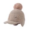 Knitted Wool Hat Women's Autumn and Winter Outdoor Cycling Windproof Hairball Hat Cold-proof Warm Fleece Ear Hat