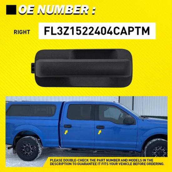 Outside Exterior Door Handle For 2015-20 Ford F-150 XLT Smooth Black Passenger