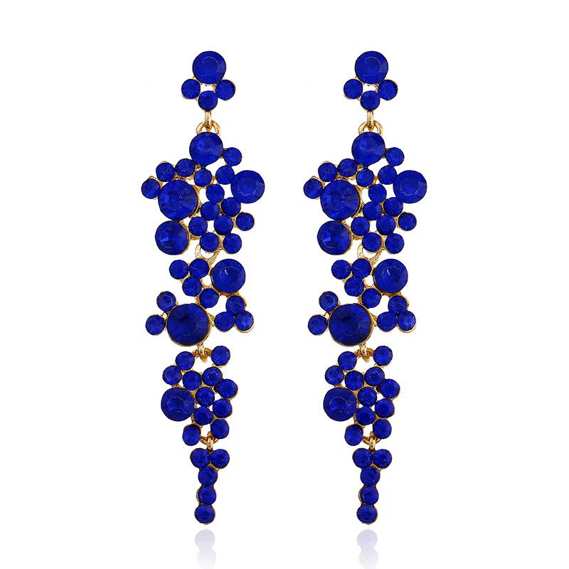 Luxury Flower Rhinestones Long Tassel Dangle Earrings Women Temperament Vintage Earring Fashion Jewelry Accessories Dinner Party