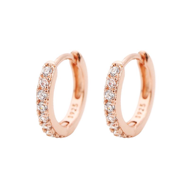 Mini Diamond-Studded Rose Gold Ear Cuff Hoop Earrings, Available In 5-9mm Sizes
