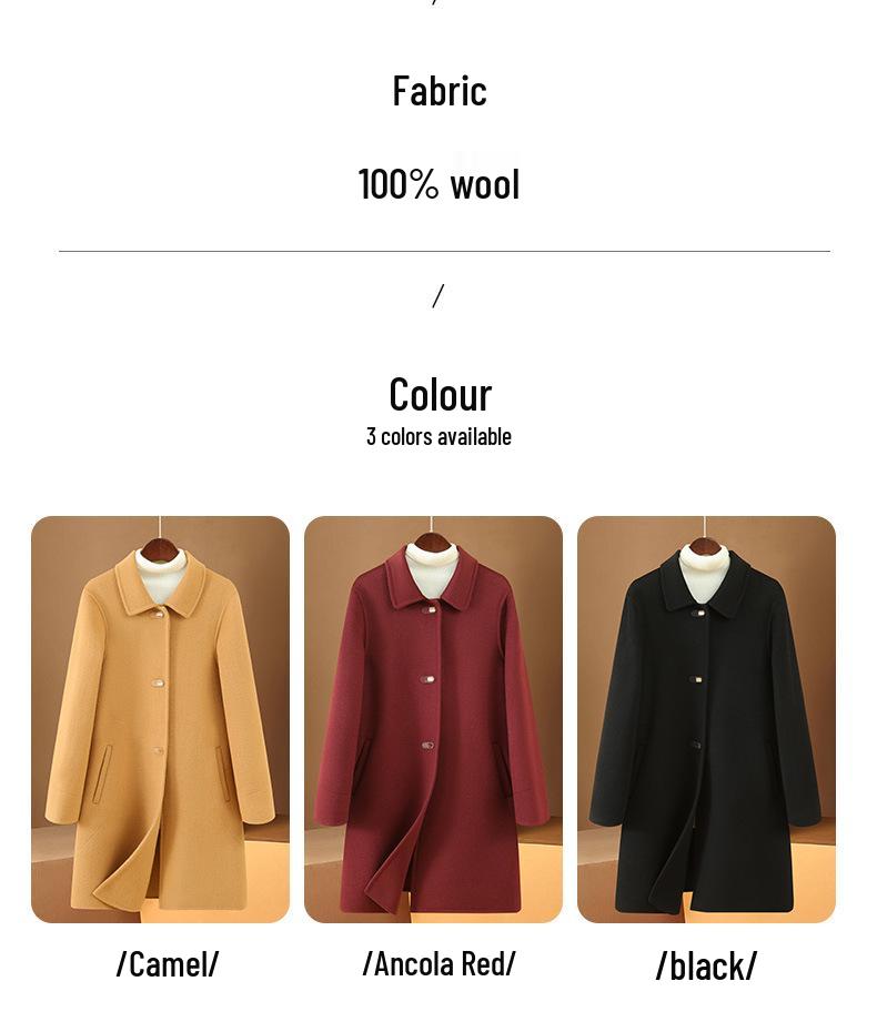 Women's Mid-Length Double-Faced Wool Coat: 2024 Korean Style, Warm Suit Lapel, Button-Up for Autumn/Winter