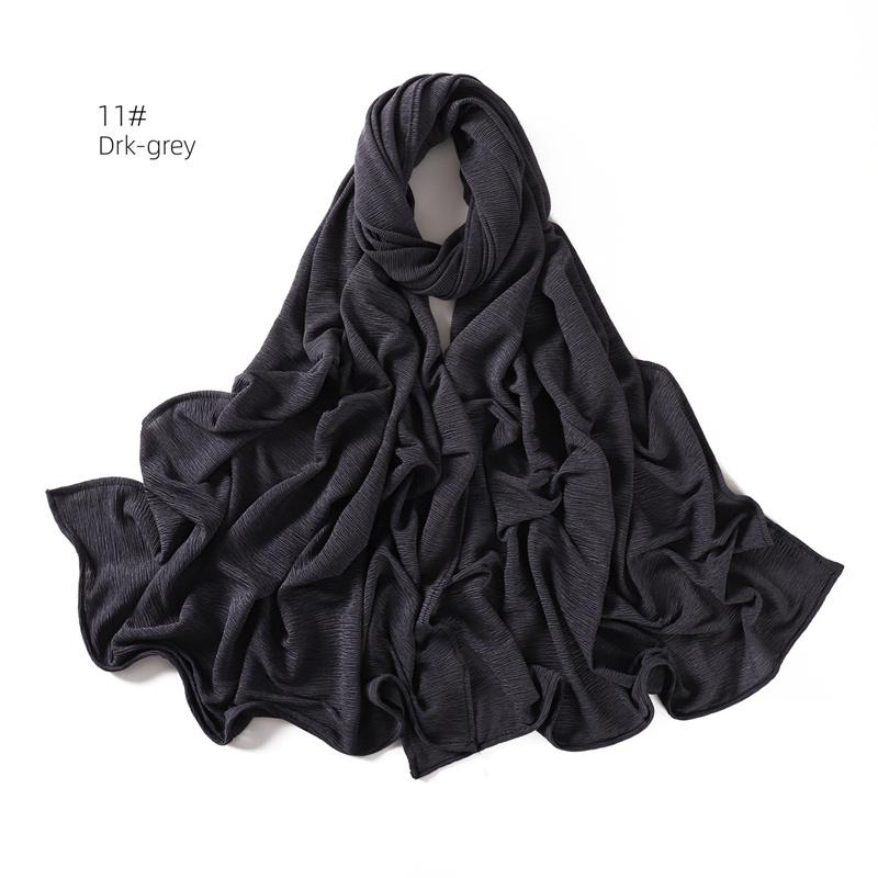 New Women's Soft Solid Color Elastic Breathable Wrinkled Jersey Headband Scarf Muslim Ramadan Hijab Wrap Hijabs