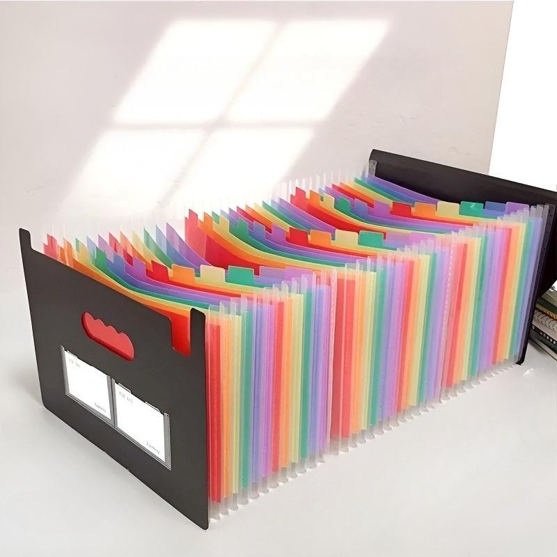 25, 37 Pockets File Folder Accordion File Organizer/Portable Expandable Plastic Filing Box, Paper/Document/ with Colored Tabs Holiday Gift No