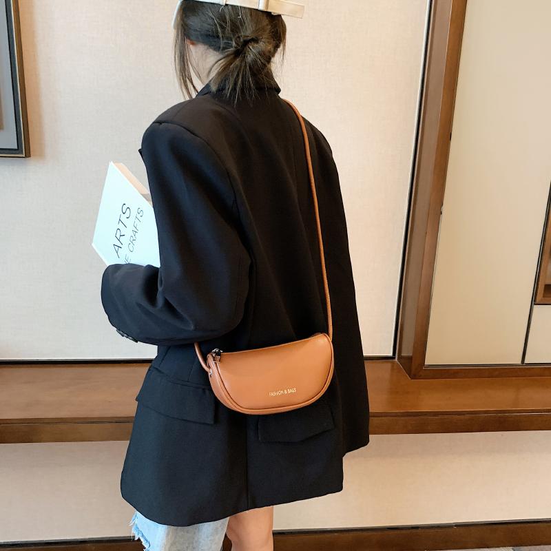 PU Solid Color Single Shoulder Women's Bag  Fashionable Mini Underarm Bag  Simple Crossbody Bag