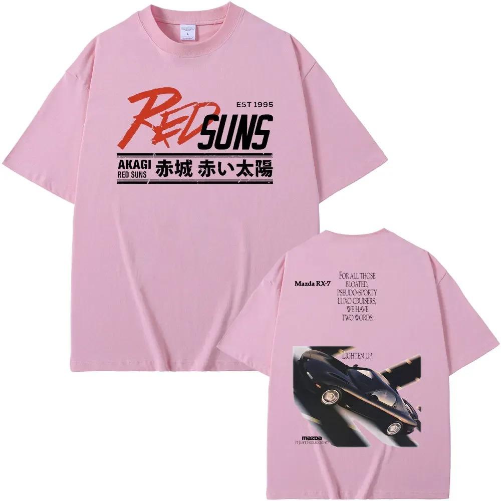2024 Japanese Anime Drift Initial D Akagi RedSuns Printed Tshirt Manga Men T-shirts Skyline GTR JDM Racing Graphic T Shirt Tops
