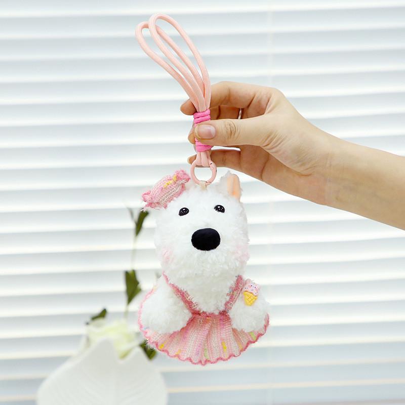 Highland Terrier West Dog Plush Keychain Toy Bag Pendant Decoration Gifts Kids