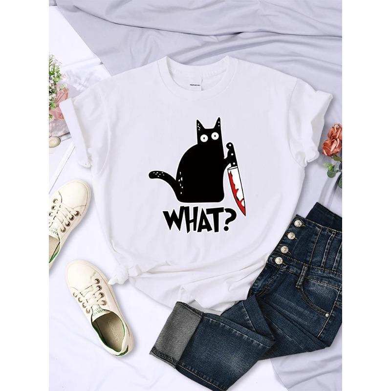 Letní top s kulatým výstřihem a potiskem Módní Ležérní Roztomilá dámská trička z čisté bavlny s krátkým rukávem