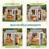 Outdoor Wooden Playhouse for Children, Door, Windows, 3 Flower Boxes, Yellow