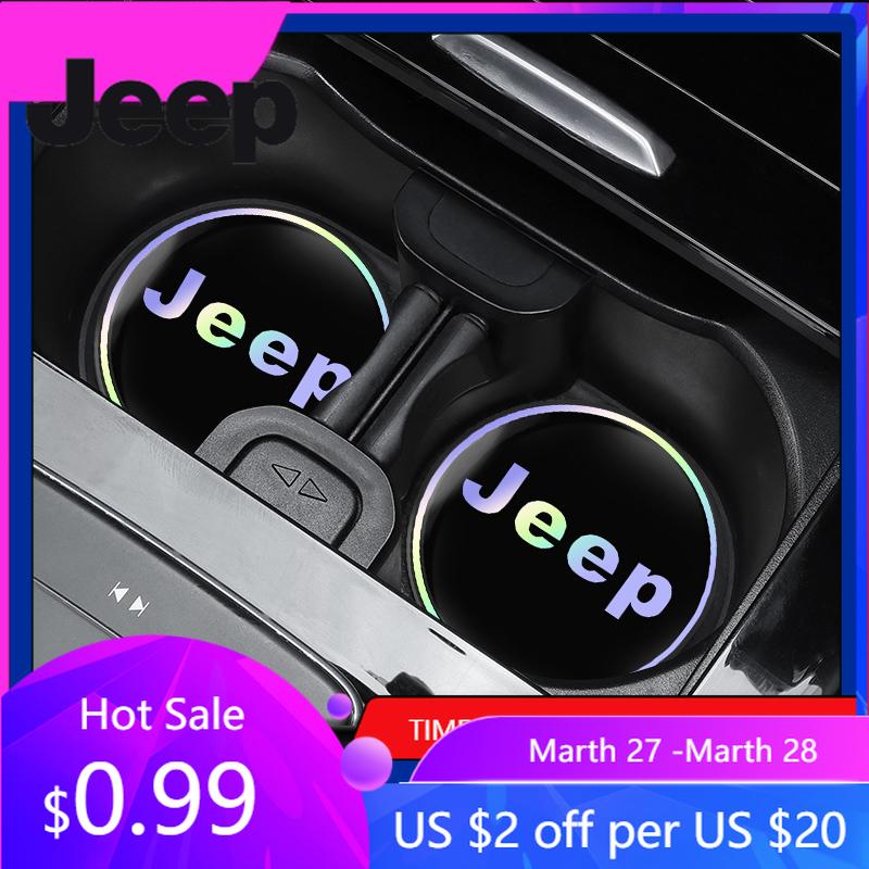 Für Jeep 2 Stück Auto-Getränkeuntersetzer Auto-Innenraum-Aufbewahrungsmatte Zubehör Für Jeep Renegade Compass Grand Cherokee Wrangler Patri