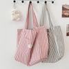 Women's Tote Bag Striped Canvas Casual Handbags For Women Simple Shopping Large Capacity Woman Shopper School Shoulder Bag AVE