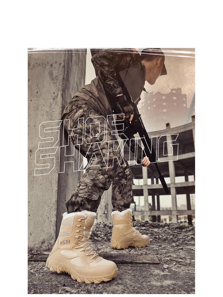 Men's Plus Size Fleece-Lined Winter Snow Boots - High-Top Warm Hiking Shoes with Thick Soles