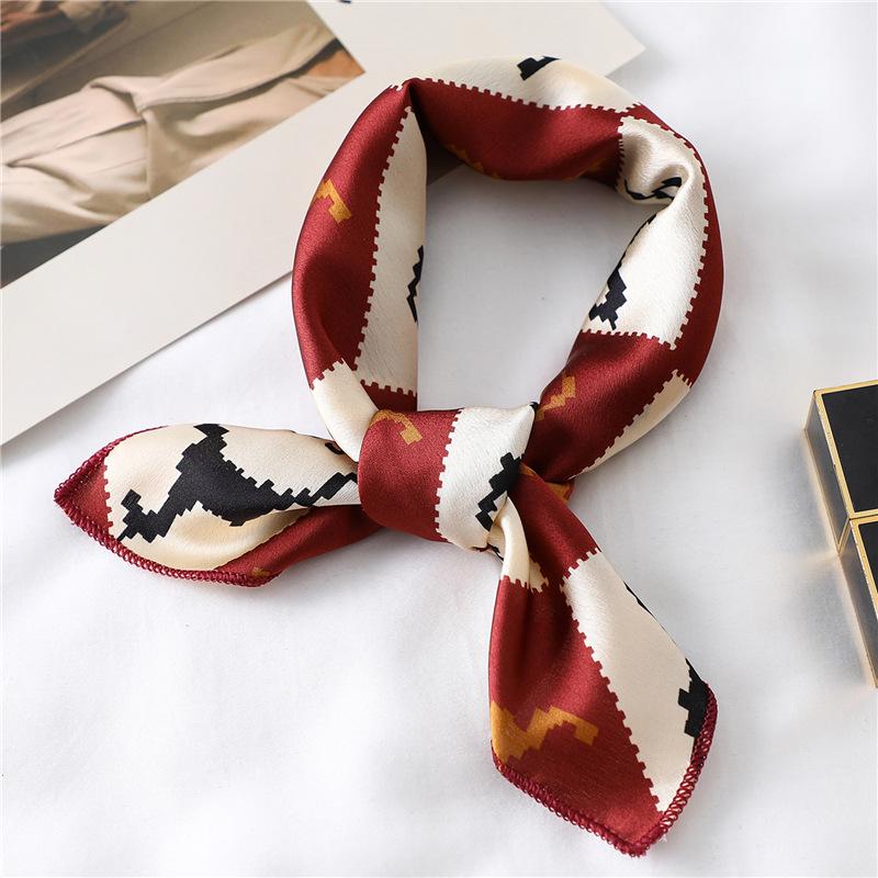 Small Silk Scarf Is Versatile, Small Square Scarf, Female Decorative Collar Scarf, Scarf, Headscarf, Hairband, Wrist Strap 50Cm