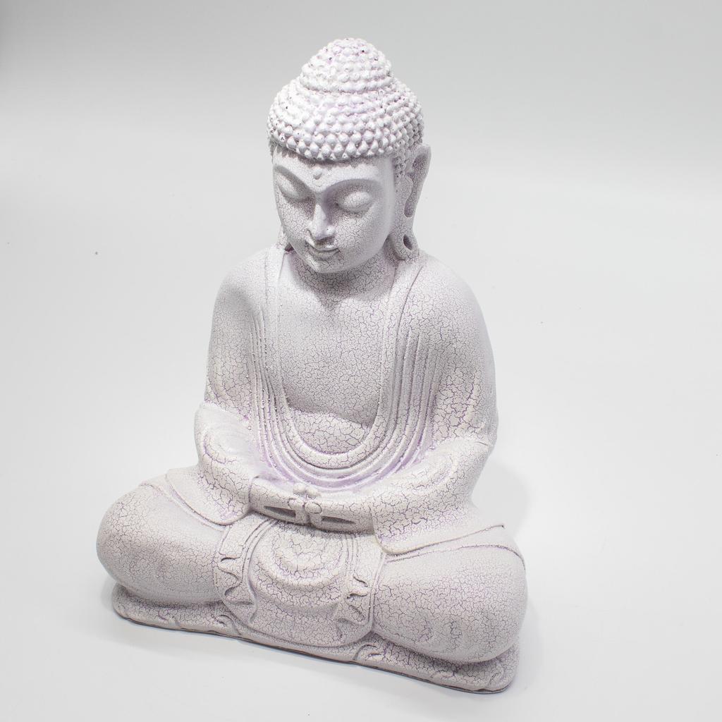 Meditation Buddha Lamp Lavender Crackle - Oval Stand