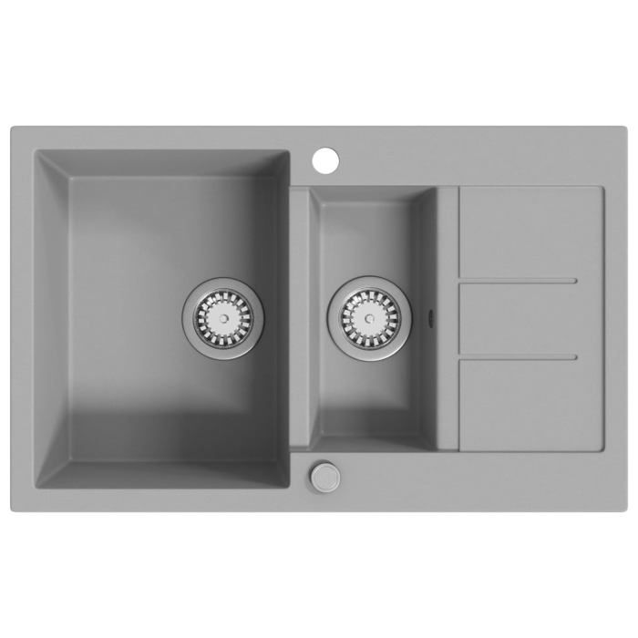 VidaXL Évier de Cuisine en Granit Double Bac Gris Décoration Cuisine Maison 142951