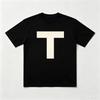 Unisex Black TShirt Minimalist Large Letter T Print Short Sleeve Tees Casual Streetwear Men Women Loose Cotton Tops