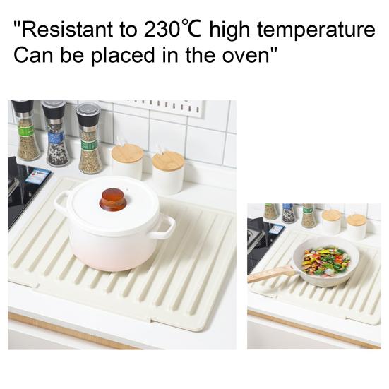 Sink Drain Mat Non-Slip Surface Large Size Thick Silicone Heat Resistant Flexible Cutlery Holder with Slope Drainage Design