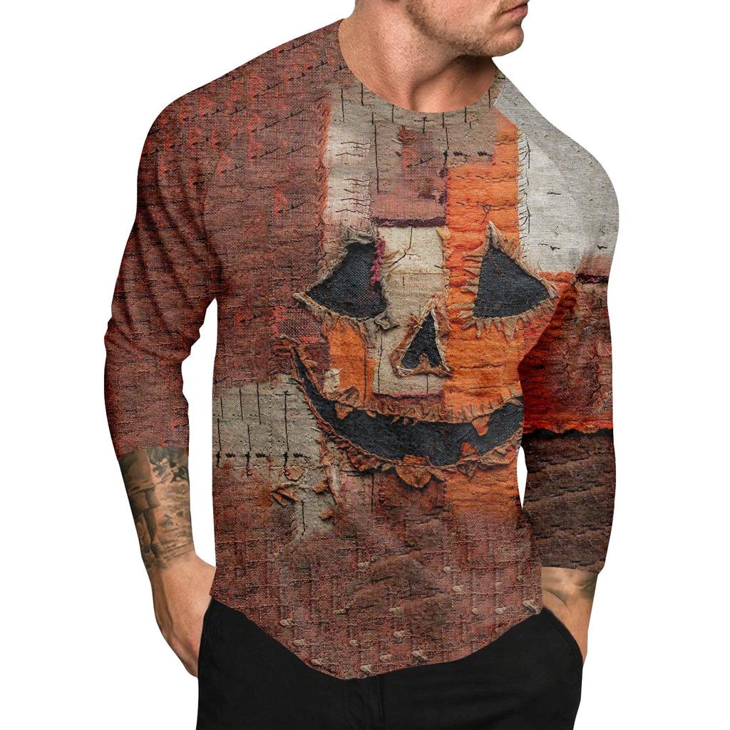 Halloween Print Raglan Sleeve Men's Long Sleeve Top