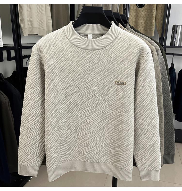 Herren Herbst/Winter Jacquard Strickpullover - Dick mit halbohem Kragen für lässige Wärme