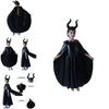 Captivating Maleficent Sorceress Evil Queen Girls Fancy Dress Halloween Costume With Horned Headwear
