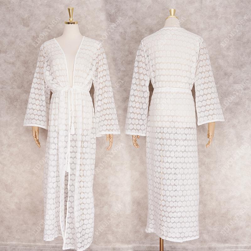 Copricostume bikini Tunica di pizzo bianco Abito da spiaggia