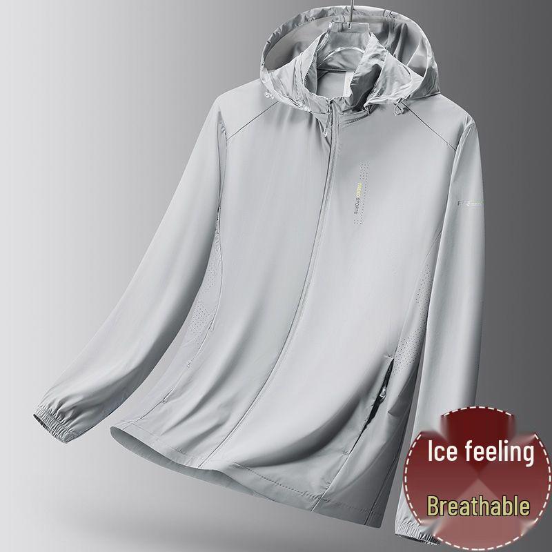 Men's High-End Ice Silk Sun Protection Jacket with Detachable Hood - Breathable, Quick-Drying Outdoor Sports Apparel for Couples