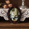 Spooky Pumpkin Wall Decals Halloween Dark Style Refrigerator Magnet, Retro Gothic Oval Photo Magnets Frame Decorative Magnetic Sticker for Metal