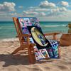 Custom Name Ultra-Soft Beach Towel with Stitch Theme,Ideal for Pool - Camping, Diving - Perfect Travel Essential, Vibrant Beach Towel.