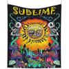 Hippie Sun Rectangle Wall Tapestry Mushroom Cactus Wall Hanging Background Cloth For Bedroom Decor