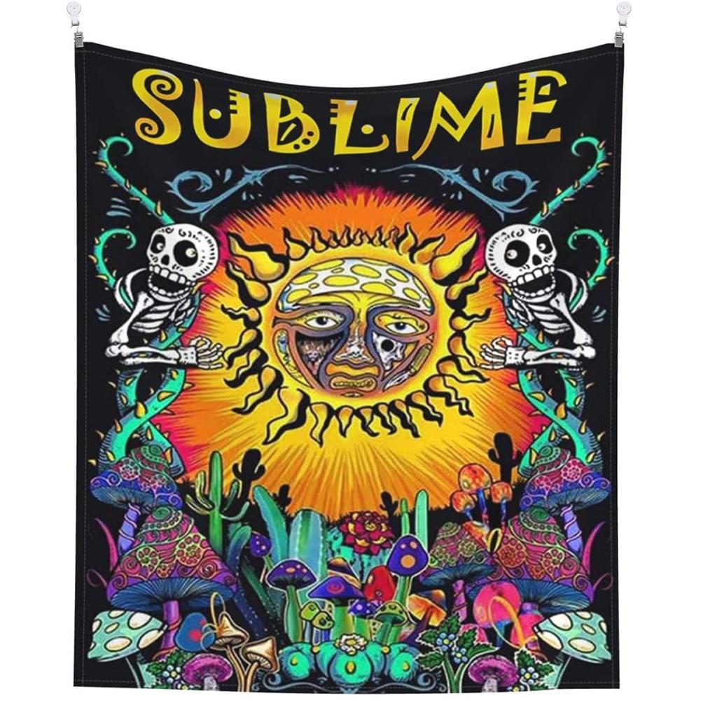 Hippie Sun Rectangle Wall Tapestry Mushroom Cactus Wall Hanging Background Cloth For Bedroom Decor