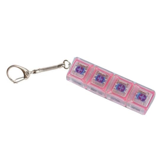 Clear 4-Keys Fidget Keyboard LED Light-up Anxiety Relief Finger Clicker Keychain Office School Travel Focus Decompression Button Sensory Toy