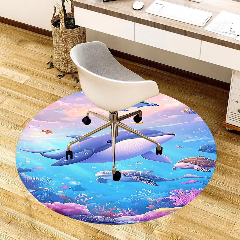 1PC Whale Turtle Non-Slip Floor Round carpet, Office, family, bedroom, Large Area Rug Indoor Rugs,  Durable Polyester-Z0418