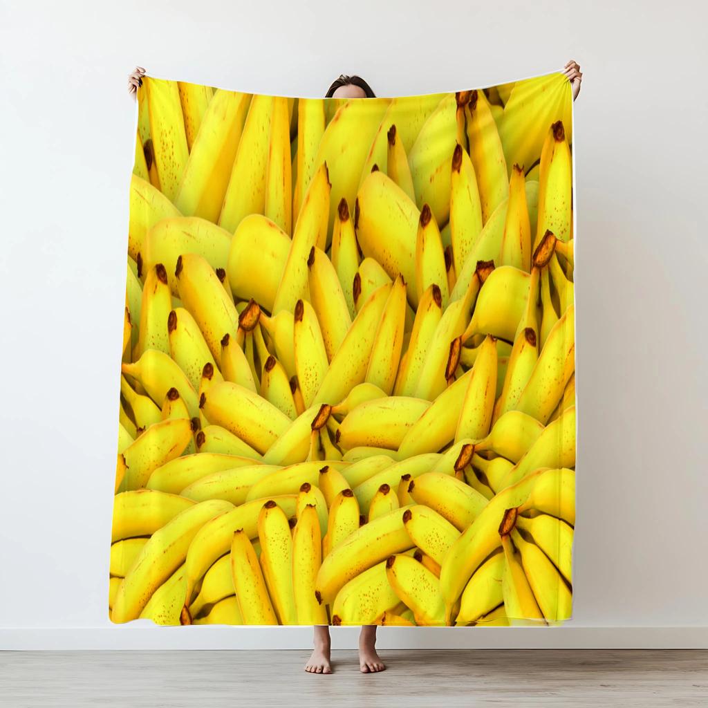 Cartoon Cute Yellow Banana Print Blanket For Gift Picnic Travel Bed Throw Blanket Applicable All Season Blankets