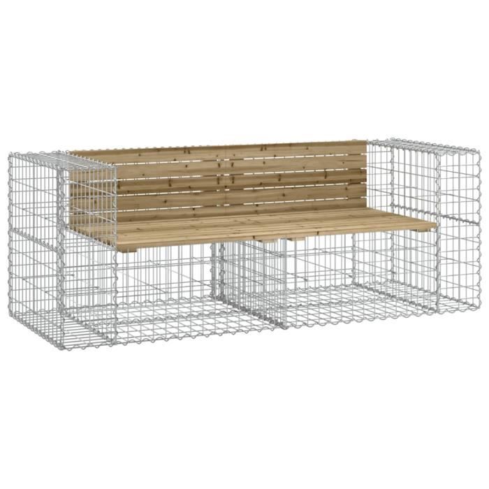 VidaXL Design Gabion Garden Bench 184x71x65.5cm Impregnated Pine Wood 3196238