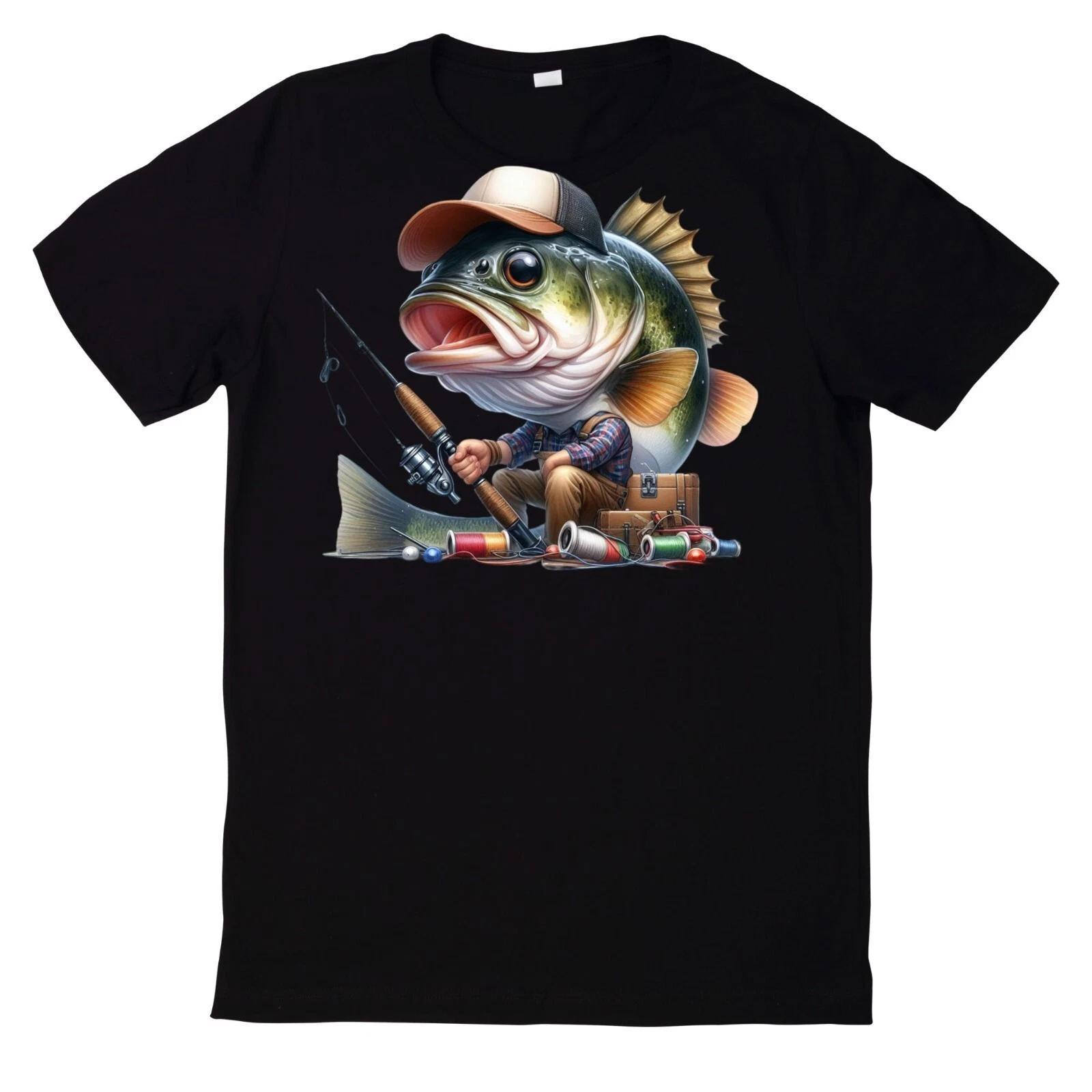 T-Shirt Lustiges Angler Fisch Motiv M