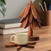 4pcs Wood Trivet Tree With Bracket/ Tree Trivet Wooden Coaster Non-Slip Cup Coaster Set Table Mat Holders Heat Insulated Pad