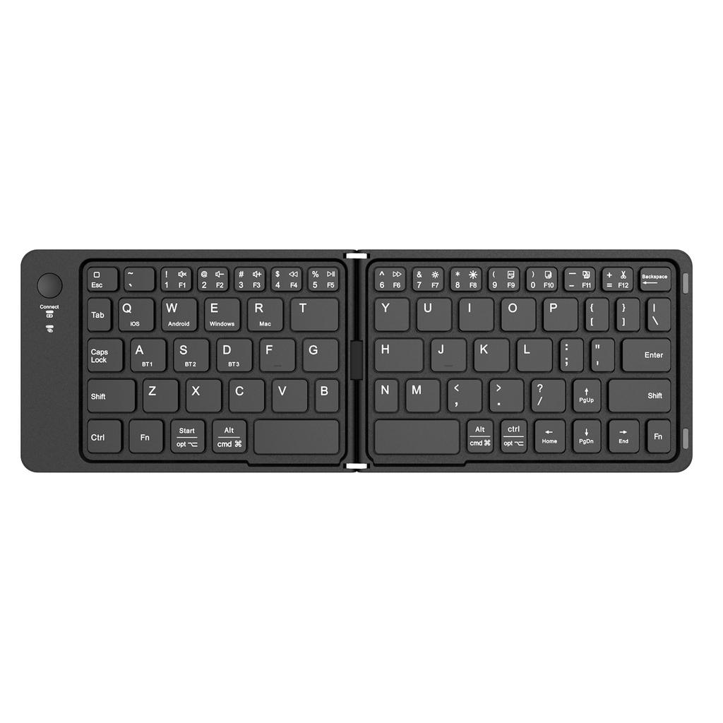Mini Foldable BT Keyboard with Stand Wireless Full Size Keyboard Type-C Charging Portable BT Key Pad for Android iPhone iPad Mac