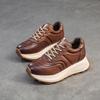 Fashion GKTINOO Lace-up Sports Women's Flat Shoes Genuine Leather Sneakers Height Increasing Handmade Comfortable Platform Sneakers