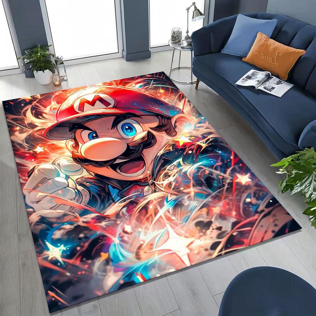 2026 New Retro Mario Cartoon Gift Rug for Bedroom Living Room Sofa Home Doormat Decor, Large Kids Play Non-slip Floor Mat