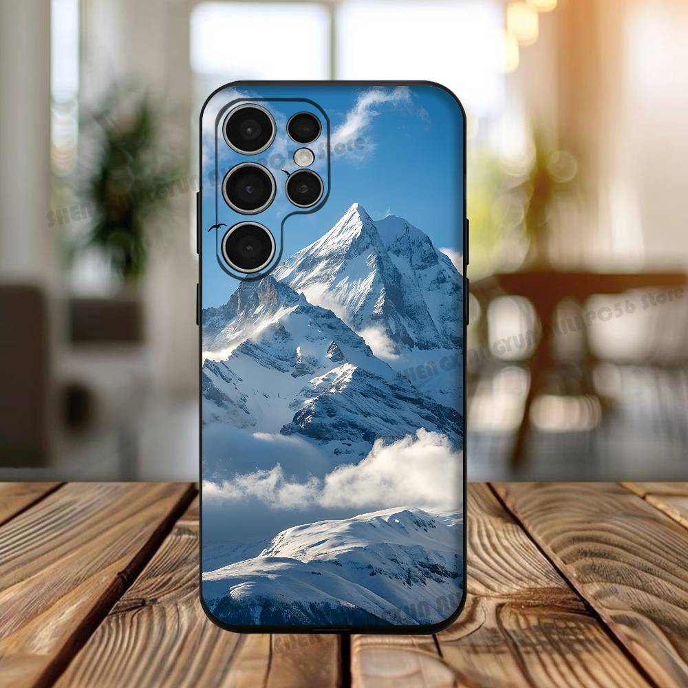 Snow Mountain Scenery Phone Silicone Case For Samsung S24,22,20,23,21,20 Ultra Plus Lite 5G Print Silicone Cover
