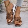 Women Wedge Slippers New Summer Platform Sexy Shoes Braided Square Toe Flat Sandals Beach Slides Home Women Shoes