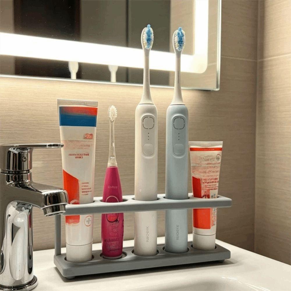 No Drilling Toothbrush Holder Multi-Slot Design Storage Rack Pencil Holder Bathroom Countertop
