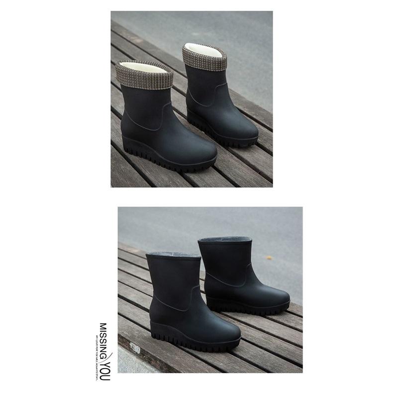 Fashionable And Warm Rain Boots For Women With Fleece Lining Waterproof And Anti Slip Midsole Water Shoes