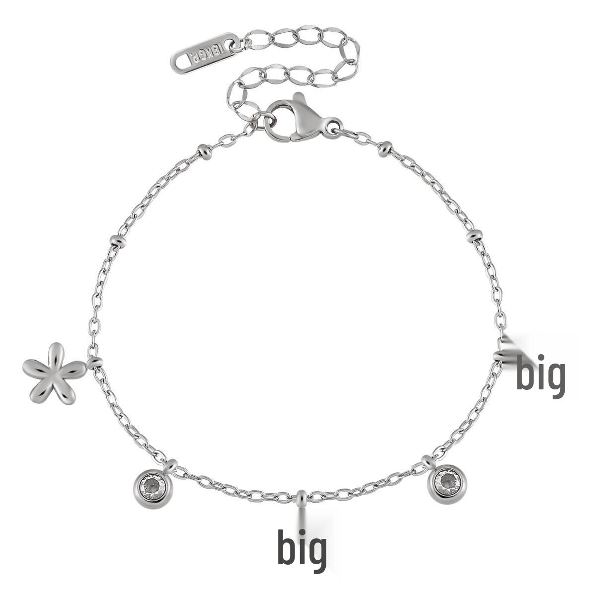 

Европейский стиль Цветочный браслет из титановой стали для женщин - Летняя мода, Высококачественный аксессуар, Ювелирные изделия из нержавеющей стали 16+5cm Gold