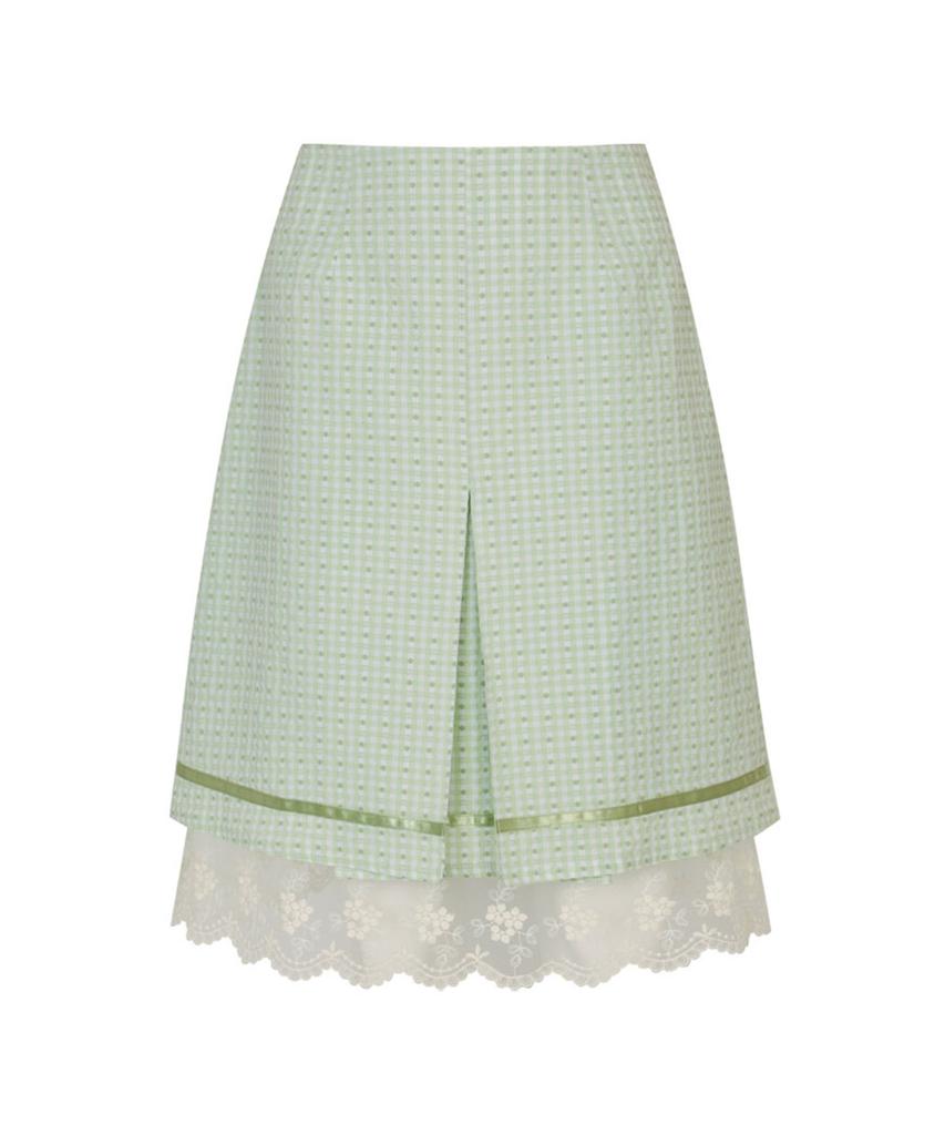 Lulu Seoul Olive Check Skirt (Green)