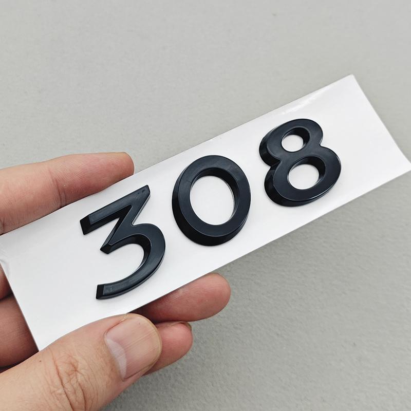OQUP8 3D ABS Chrome Black Logo 308 GT Emblem Letters Sticker Car Rear Trunk Badge For Peugeot 308 GT SW Line GTI T9 T7 P5 Accessories