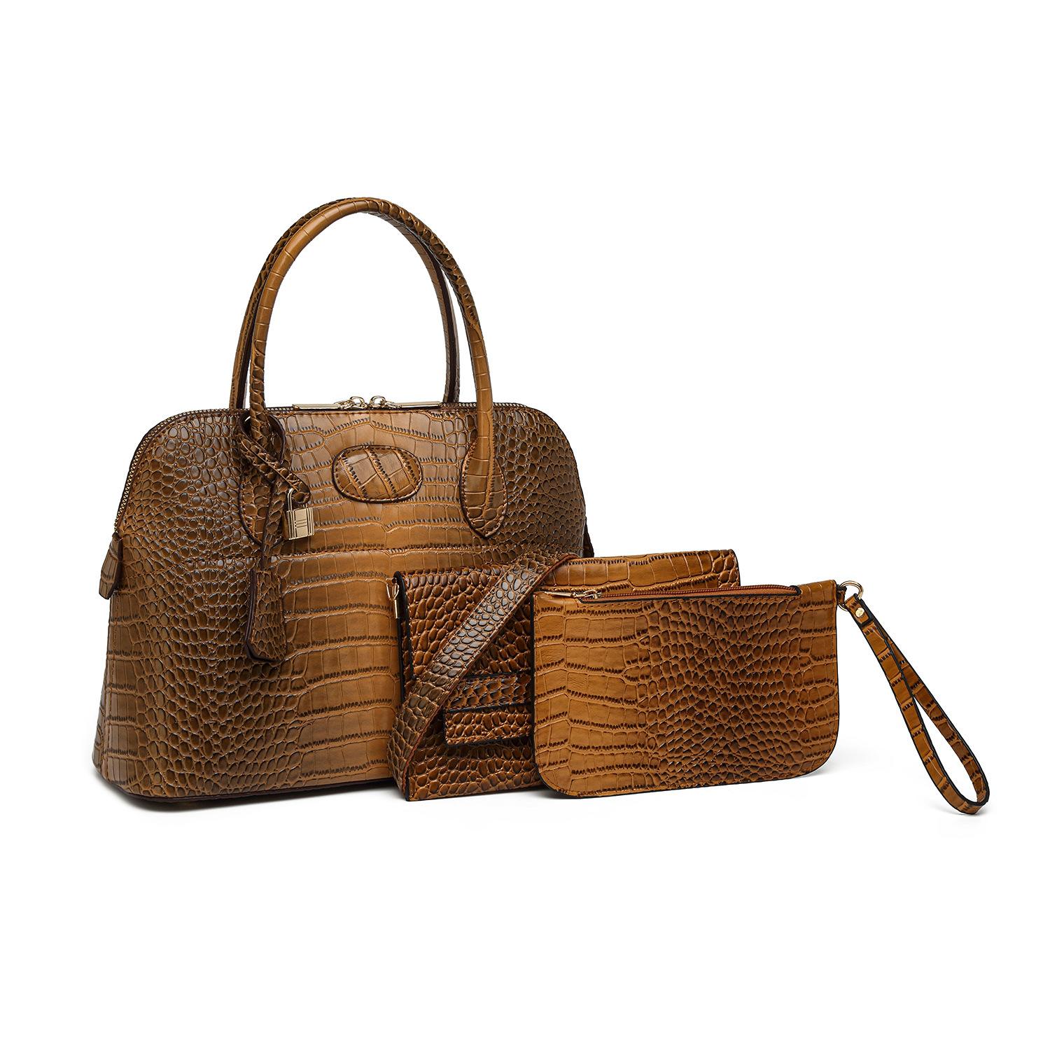 

Premium Texture Soft Bag Female Crocodile Texture Mother Temperament Large Capacity Portable Messenger Bag светло-коричневого