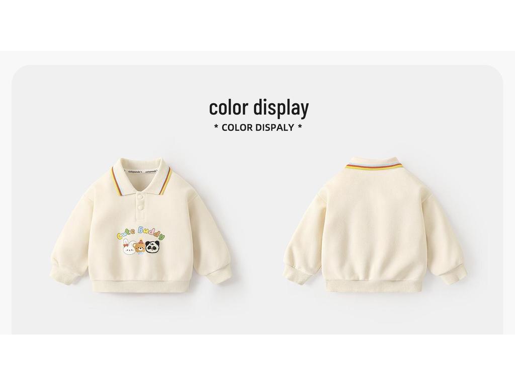 Kaka Panda Kids' Polo Neck Sweatshirt - Boys' and Girls' Spring & Autumn Top